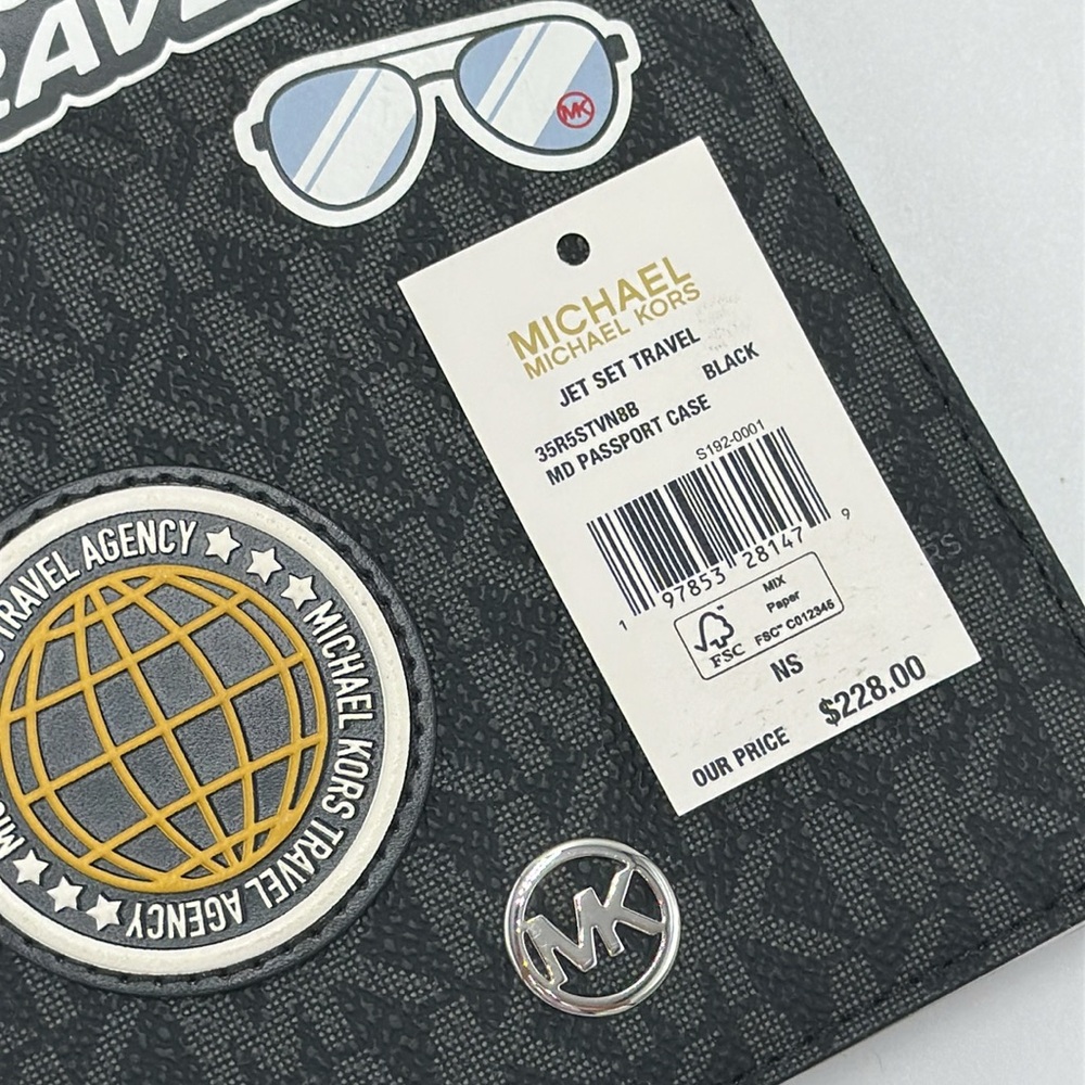 Michael Kors Black Passport Cover with Patches - Picture 6 of 10